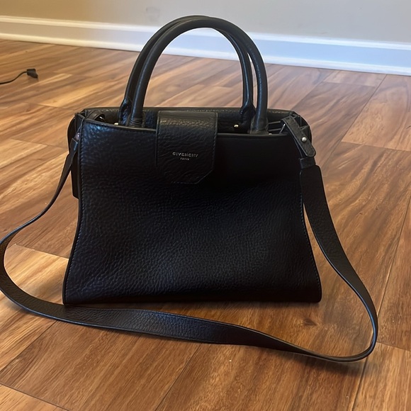 Vintage Givenchy Obsedia Medium Flap Black Pebbled Calfskin Satchel Hand Bag - Picture 8 of 16